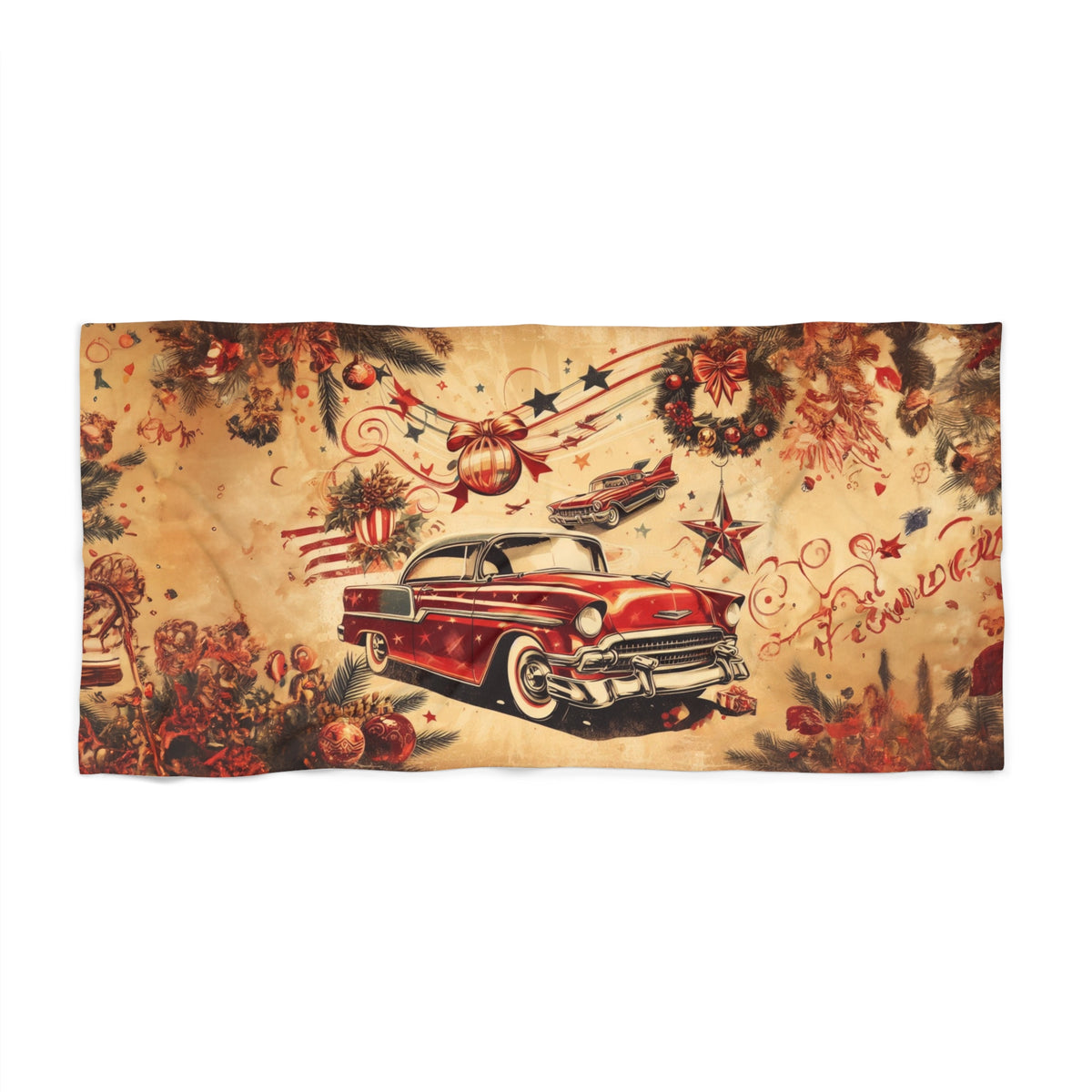 Beach Towel, Vintage Car, Polycotton Towel, 2 sizes Available