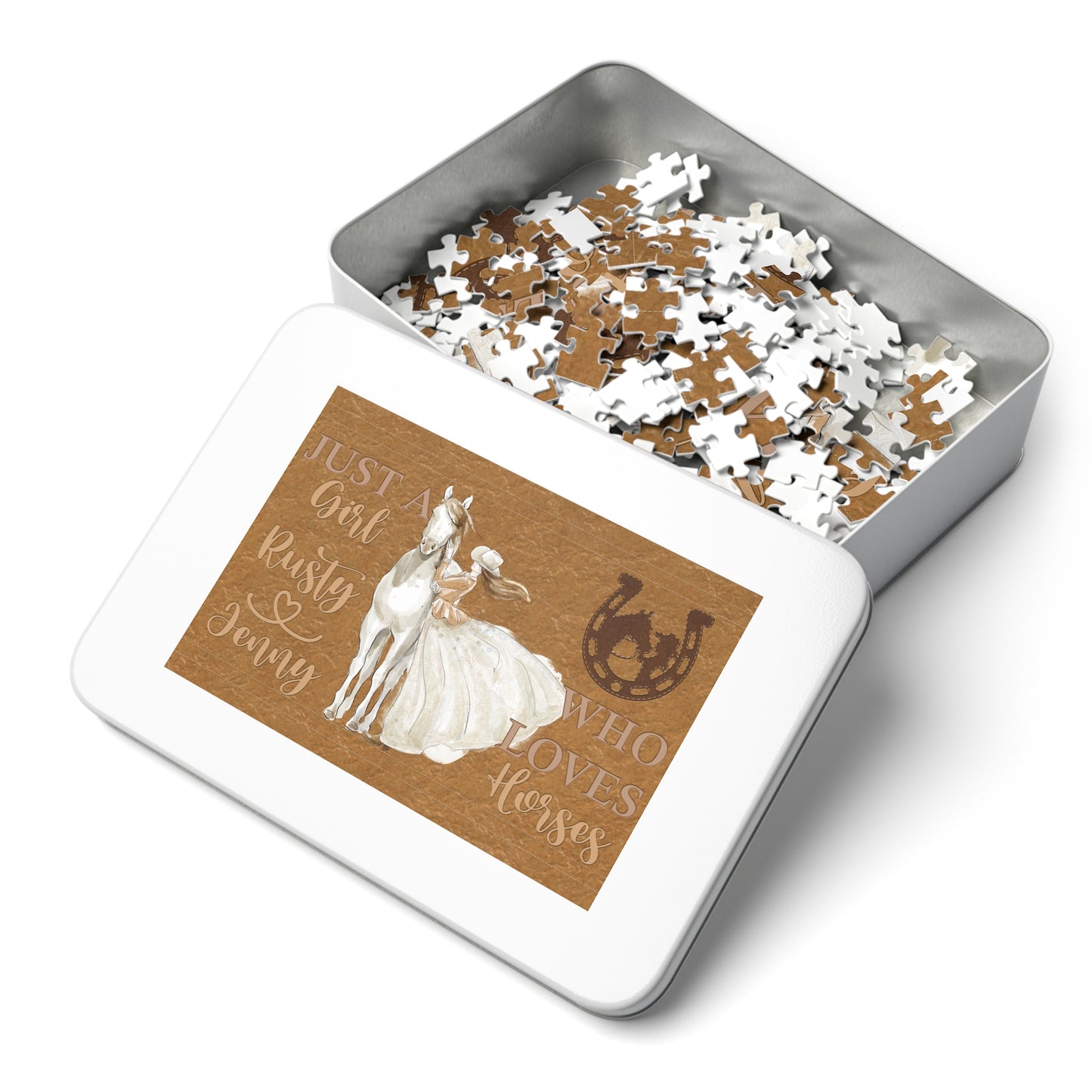 Jigsaw Puzzle, Just a Girl Who Loves Horses, Personalised/Non-Personalised (30, 110, 252, 500,1000-Piece)