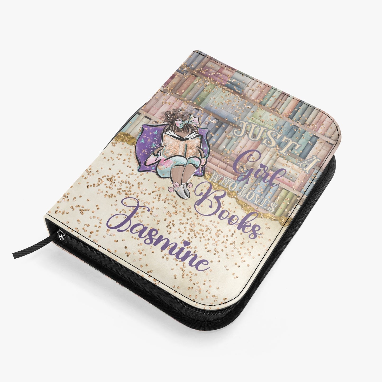 Book Cover/Bible Cover, Just a Girl who Loves Books, Brunette Hair, Olive Skin