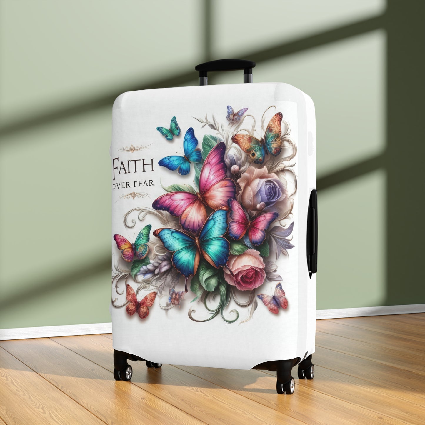 Luggage Cover, Butterflies, Faith over Fear , awd-4031