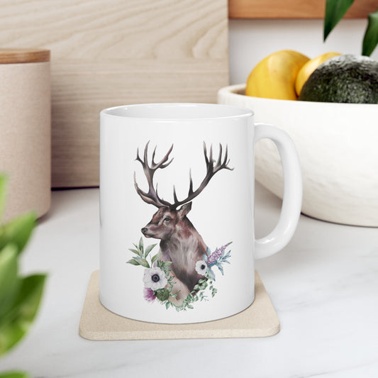 Personalised/Non Personalised Scottish Stag, Ceramic Mug 11oz