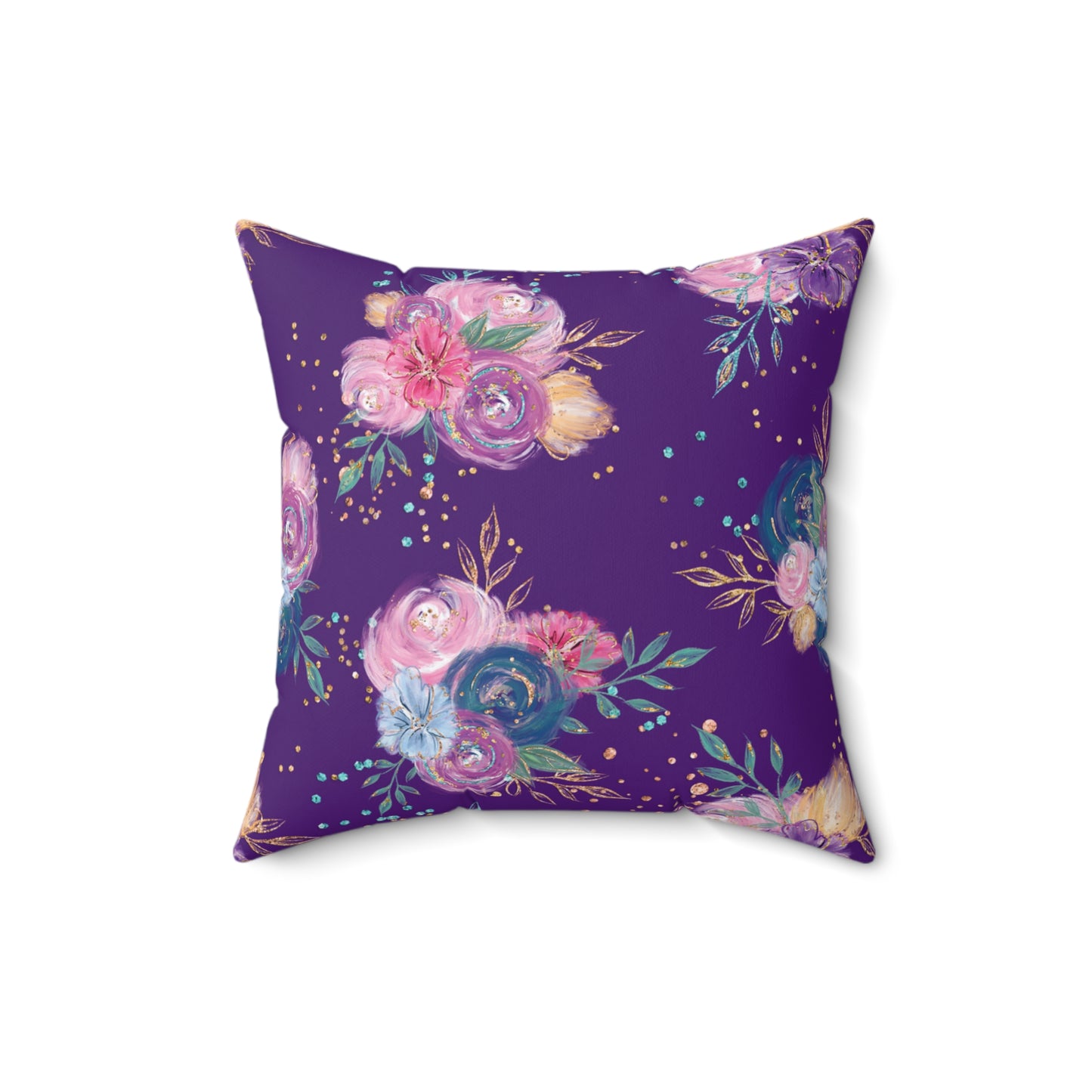 Spun Polyester Square Pillow, Floral Cushion