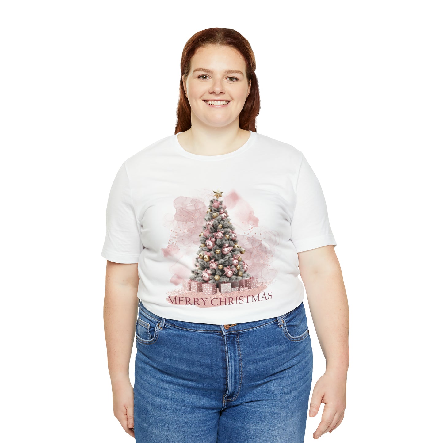 Unisex Adults Jersey Short Sleeve Tee Pink Christmas, Christmas Tree, Christmas TShirt