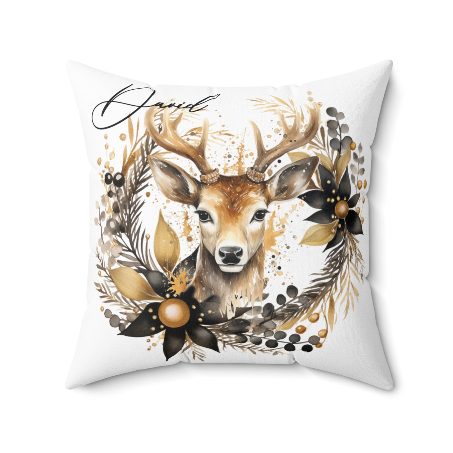 Personalised Christmas Cushion, Polyester Square Cushion, Reindeer Christmas cushion