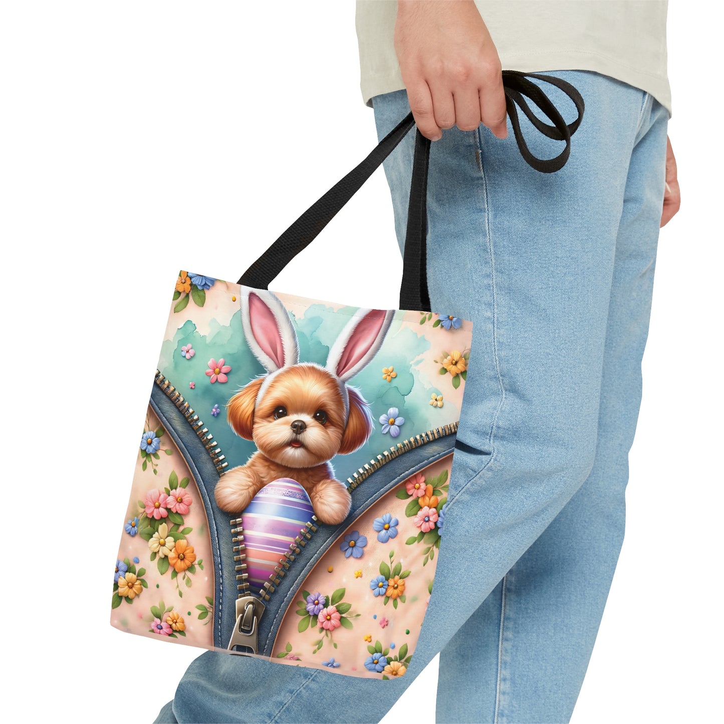 Tote Bag, Easter, Cute Dog with Bunny Ears, Personalised/Non-Personalised Tote bag