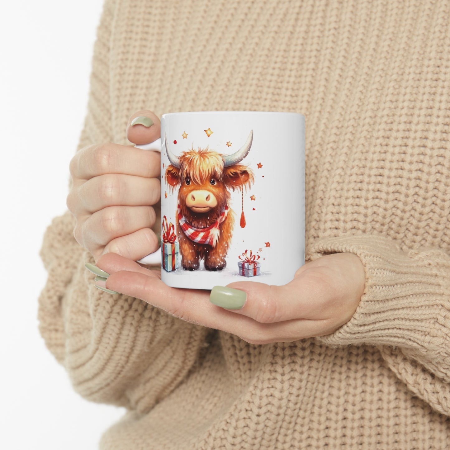 Personalised/Non Personalised Highland Cow, Ceramic Mug 11oz, Highland Cow Mug