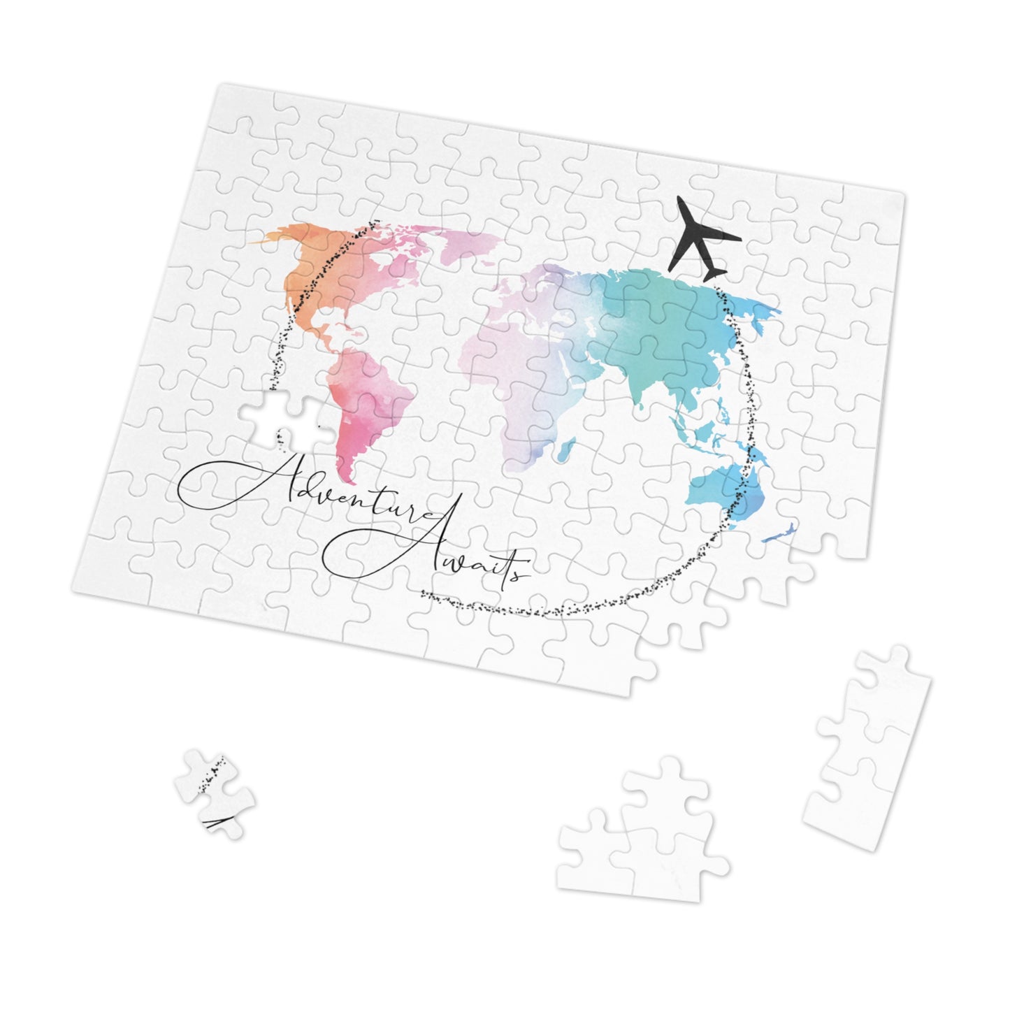 Jigsaw Puzzle, Travel, Adventure Awaits, Personalised/Non-Personalised (30, 110, 252, 500,1000-Piece)