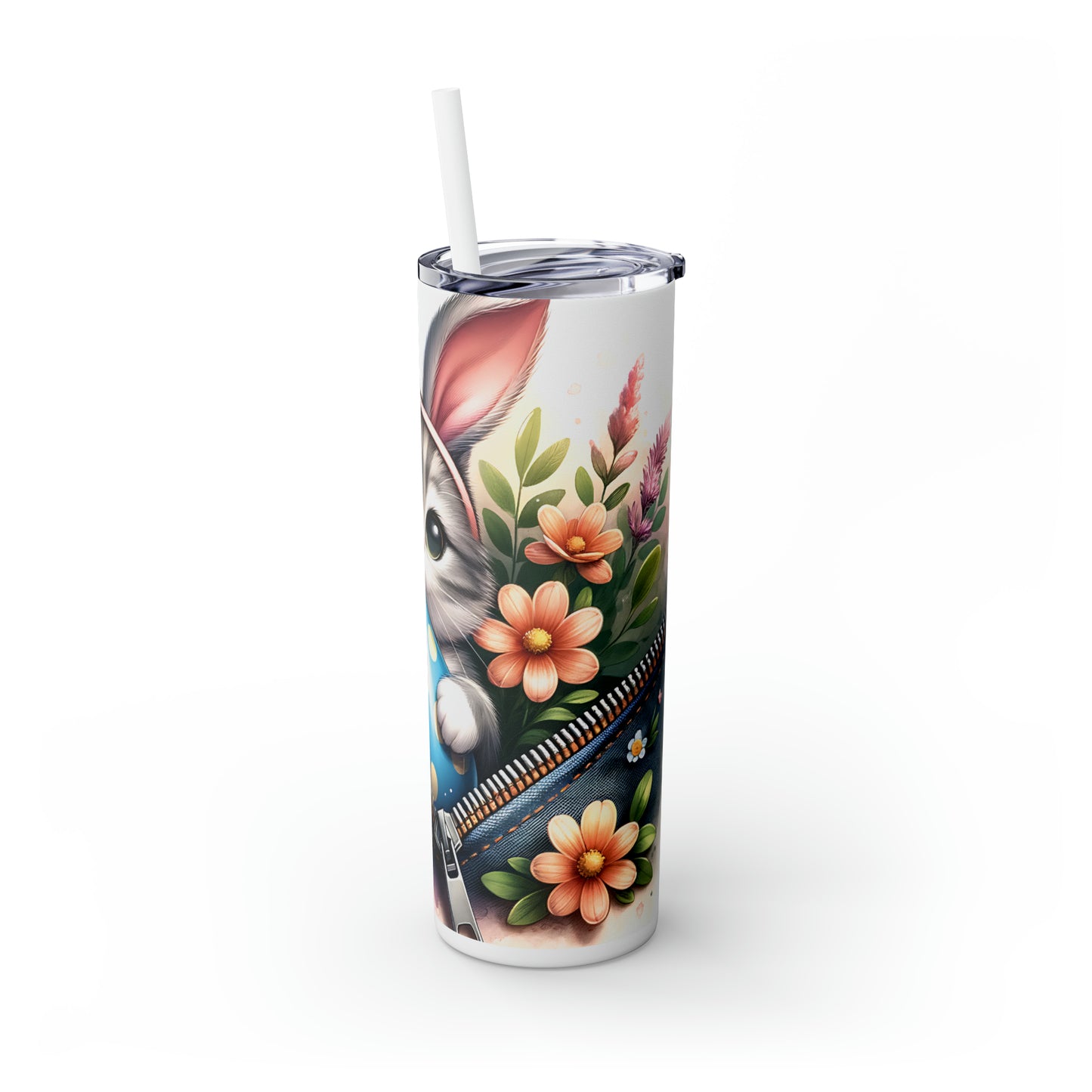 Skinny Tumbler with Straw, 20oz, Easter, Cat, awd-1309