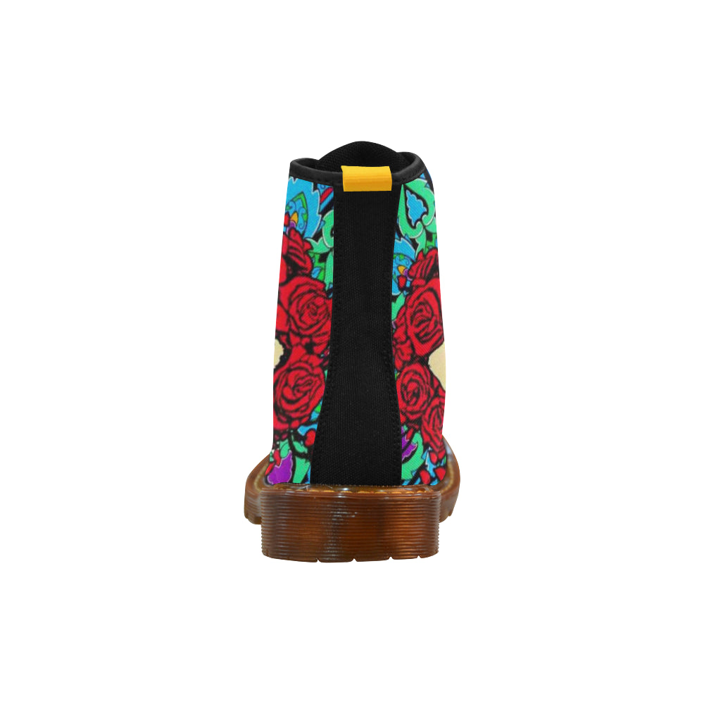 Flower Skull Martin Boots For Women Model 1203H