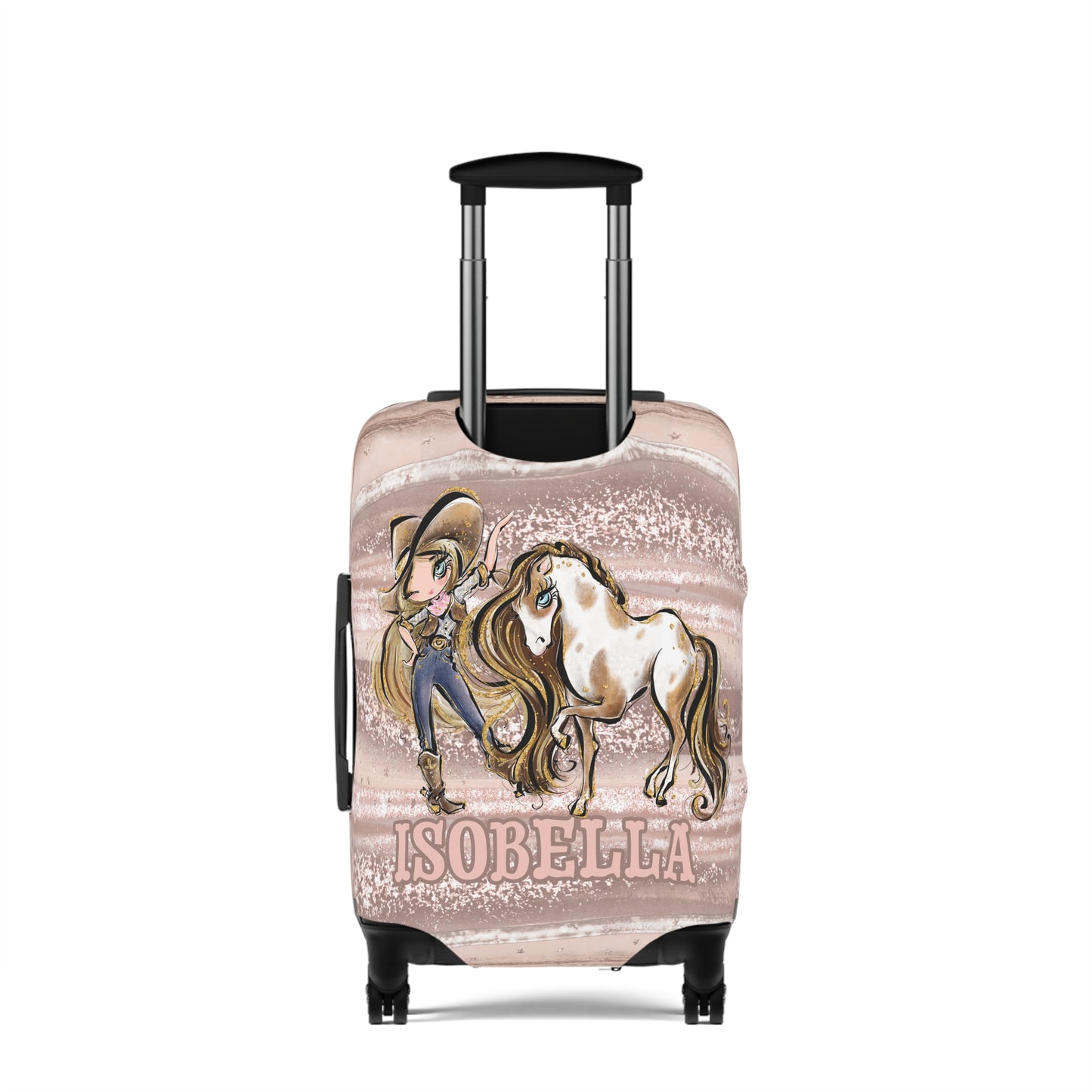 Luggage Cover, Howdy Cowgirl and Horse, Blonde Hair Blue Eyes