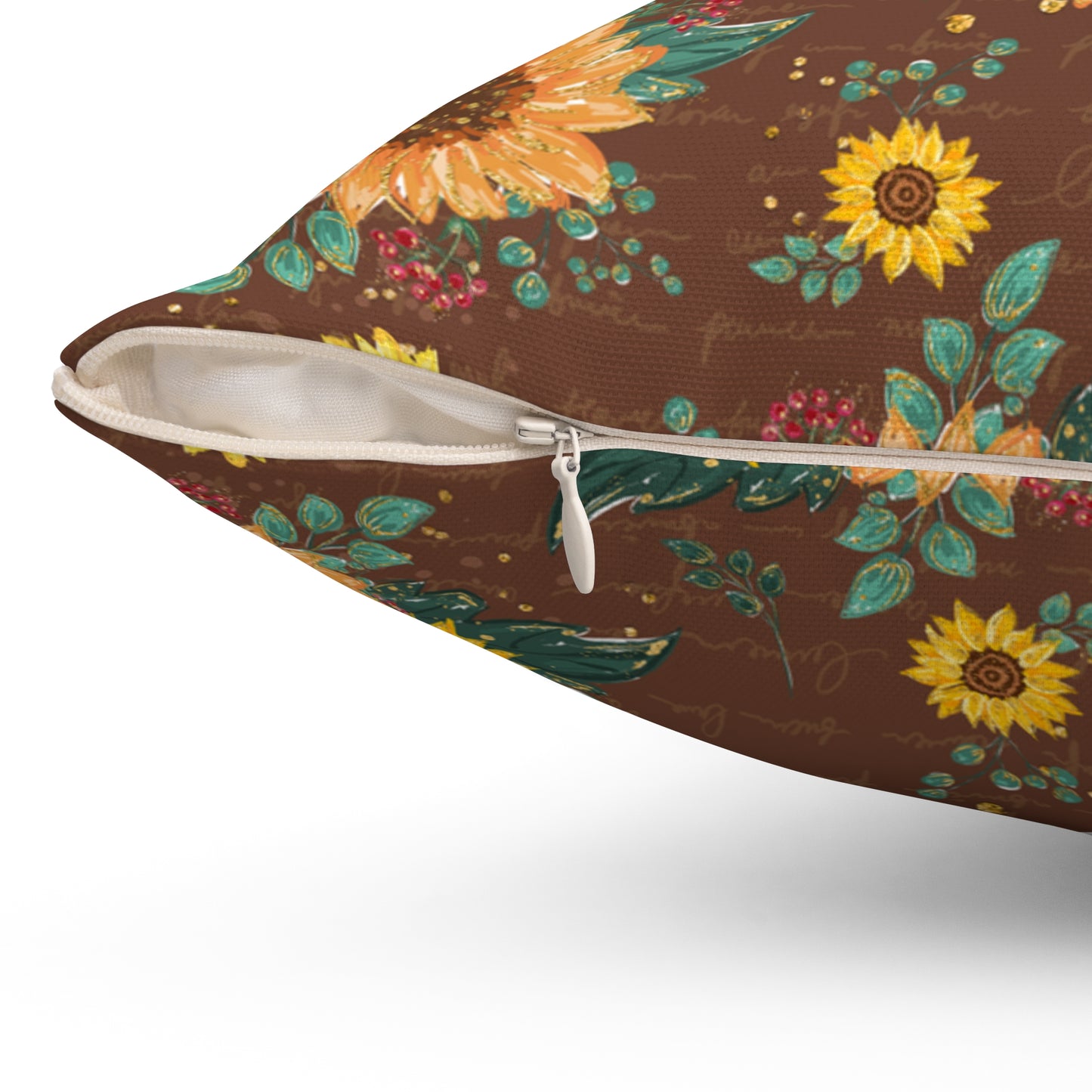 Spun Polyester Square Pillow, Sunflower Cushion, Floral Cushion