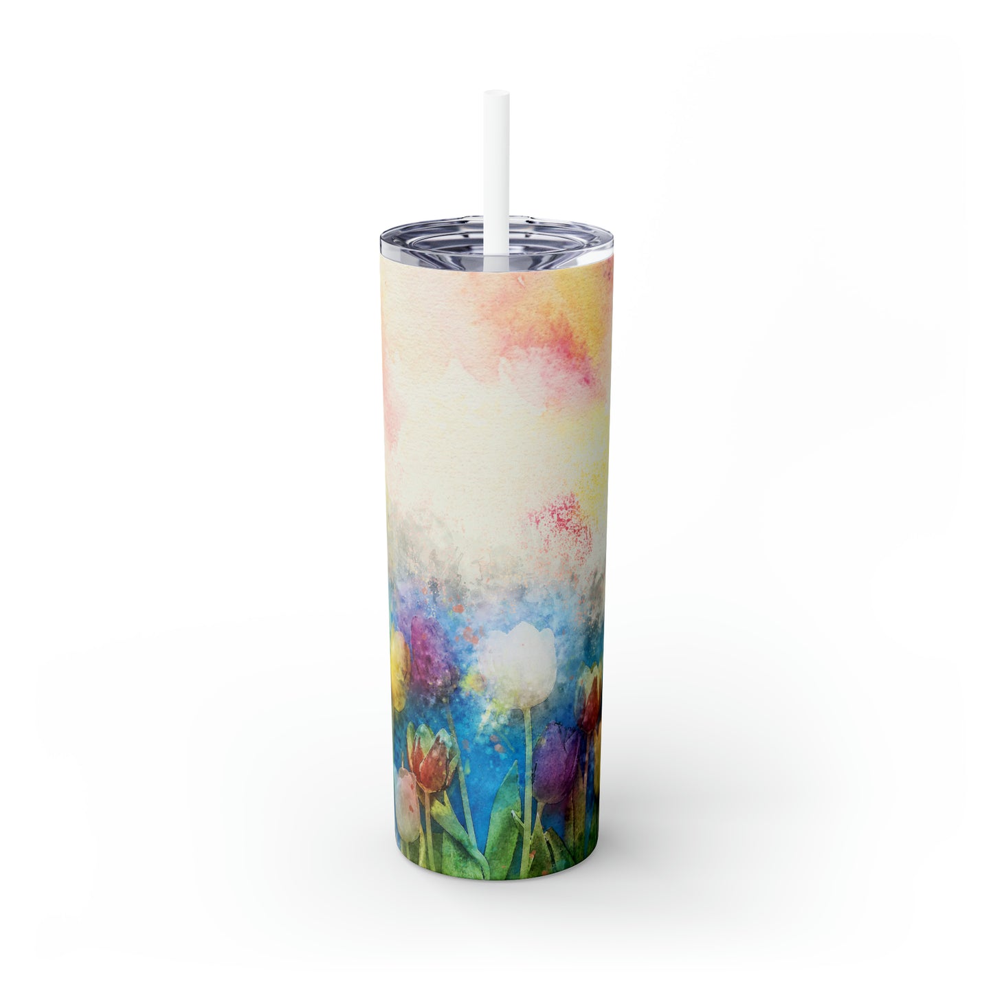 Skinny Tumbler with Straw, 20oz, Floral, awd-317