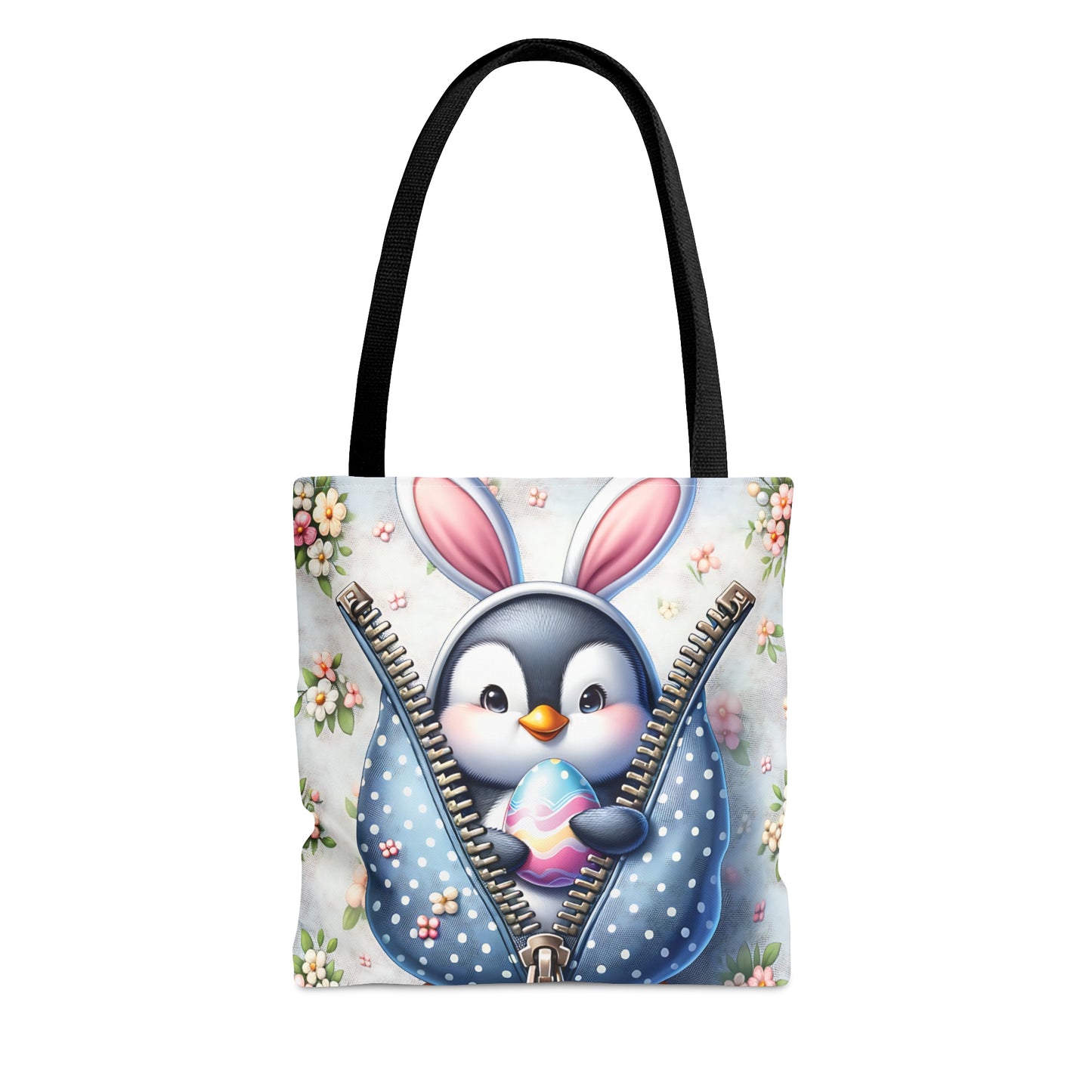 Tote Bag, Easter, Cute Penguin with Bunny Ears, Personalised/Non-Personalised Tote bag