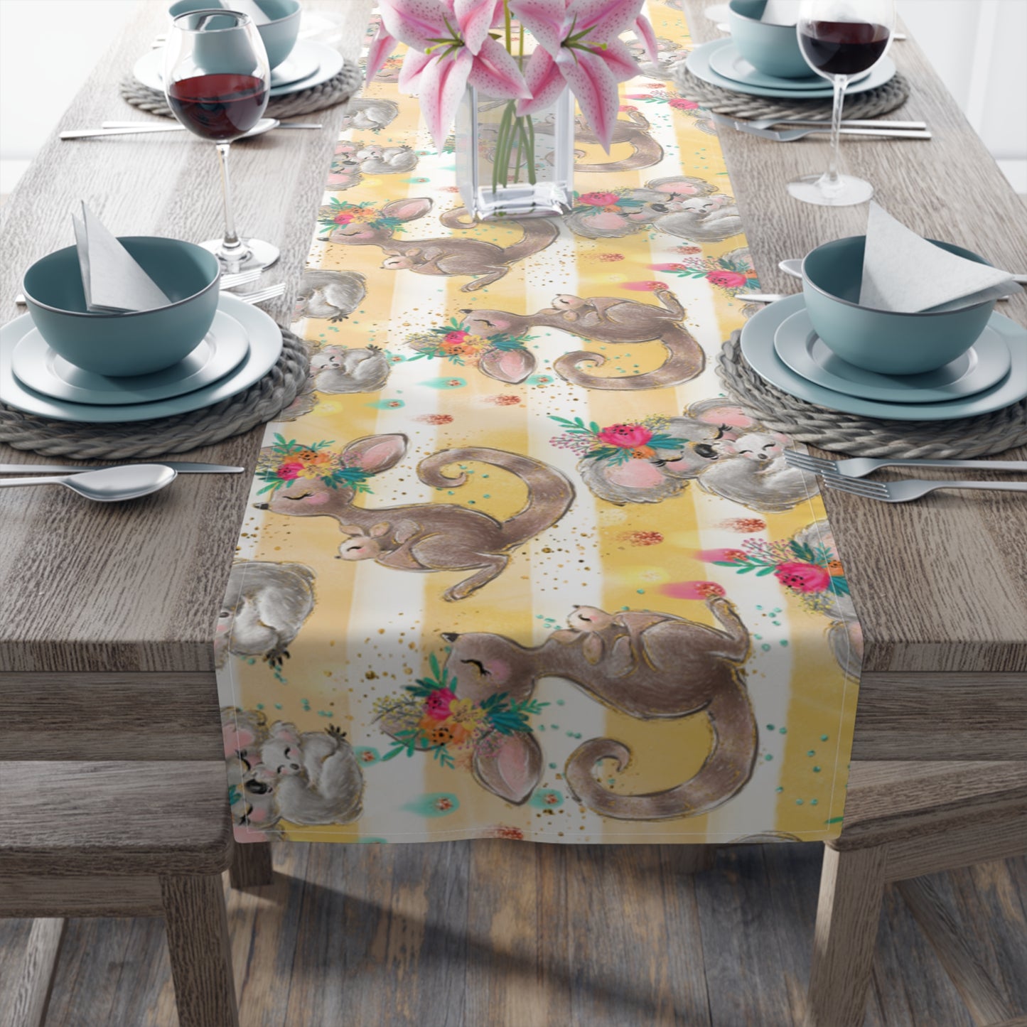 Australian Animals Table Runner, Cotton Twill and Poly Available