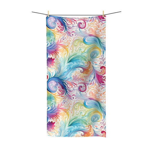 Beach Towel, Rainbow Paisley Design, Polycotton Towel