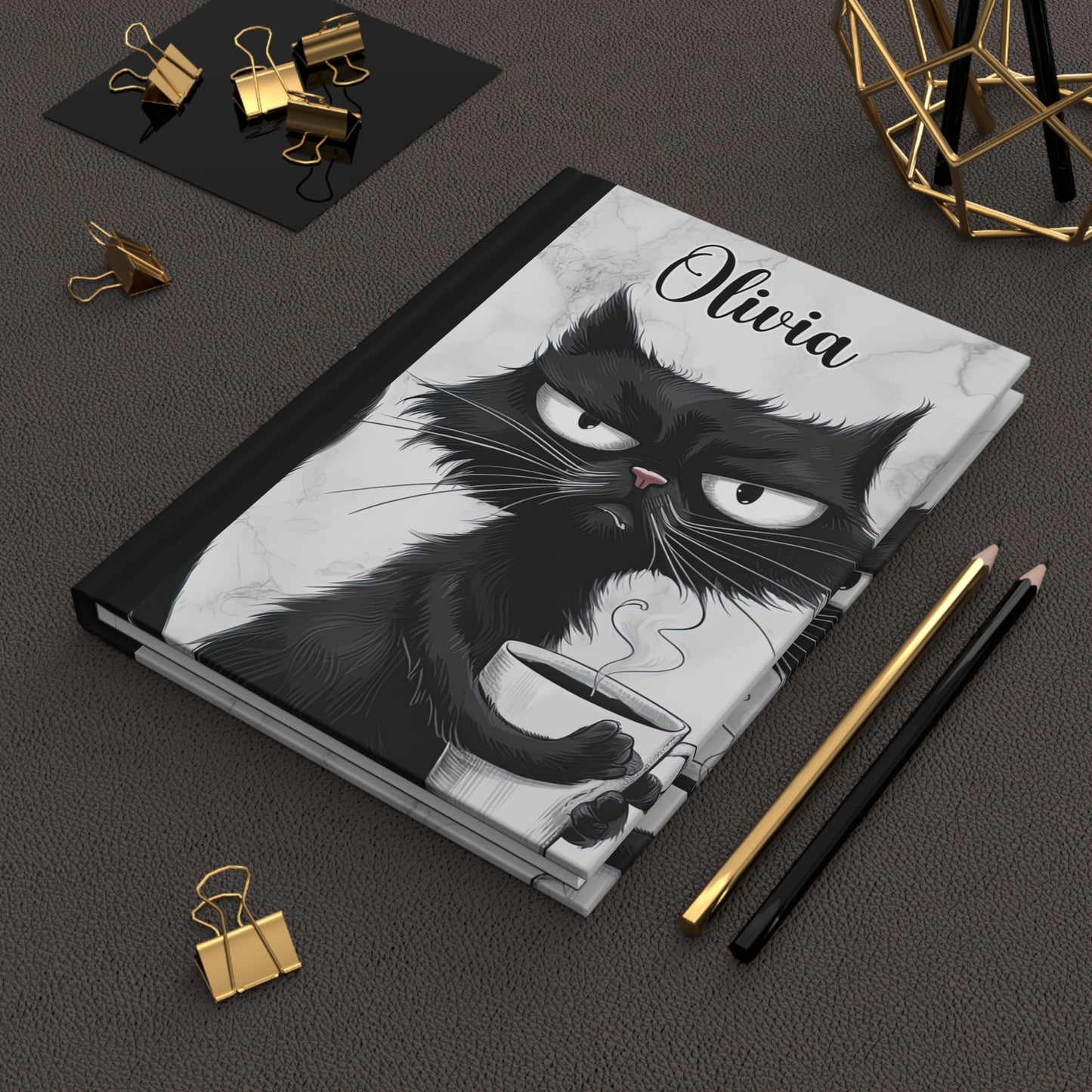 Personalised Hardcover Journal Matte, Cat, awd-1479