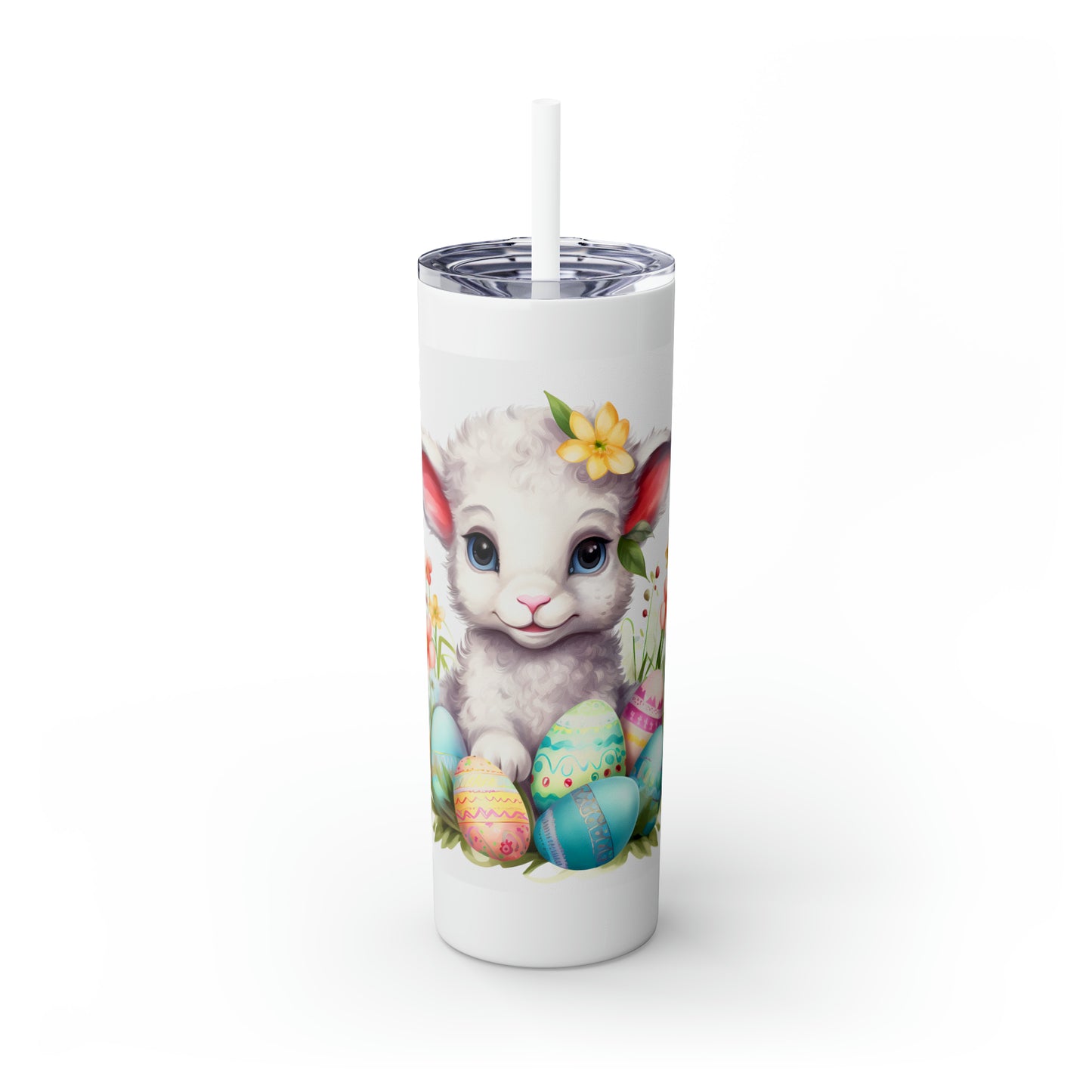 Skinny Tumbler with Straw, 20oz, Lamb, Easter