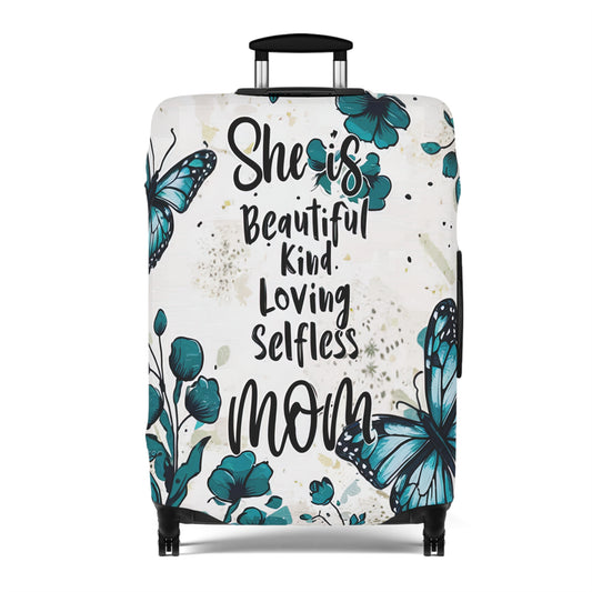 Luggage Cover, Teal Floral, Mom, She is Beautiful, Kind, Loving, Selfless, awd-1758