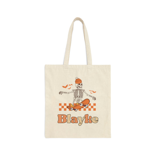 Cotton Canvas Tote Bag, Personalized Trick or Treat Bag, Personalised Halloween Bag, Halloween Tote, Kids Halloween Bag, Trick-or-Treat Bag