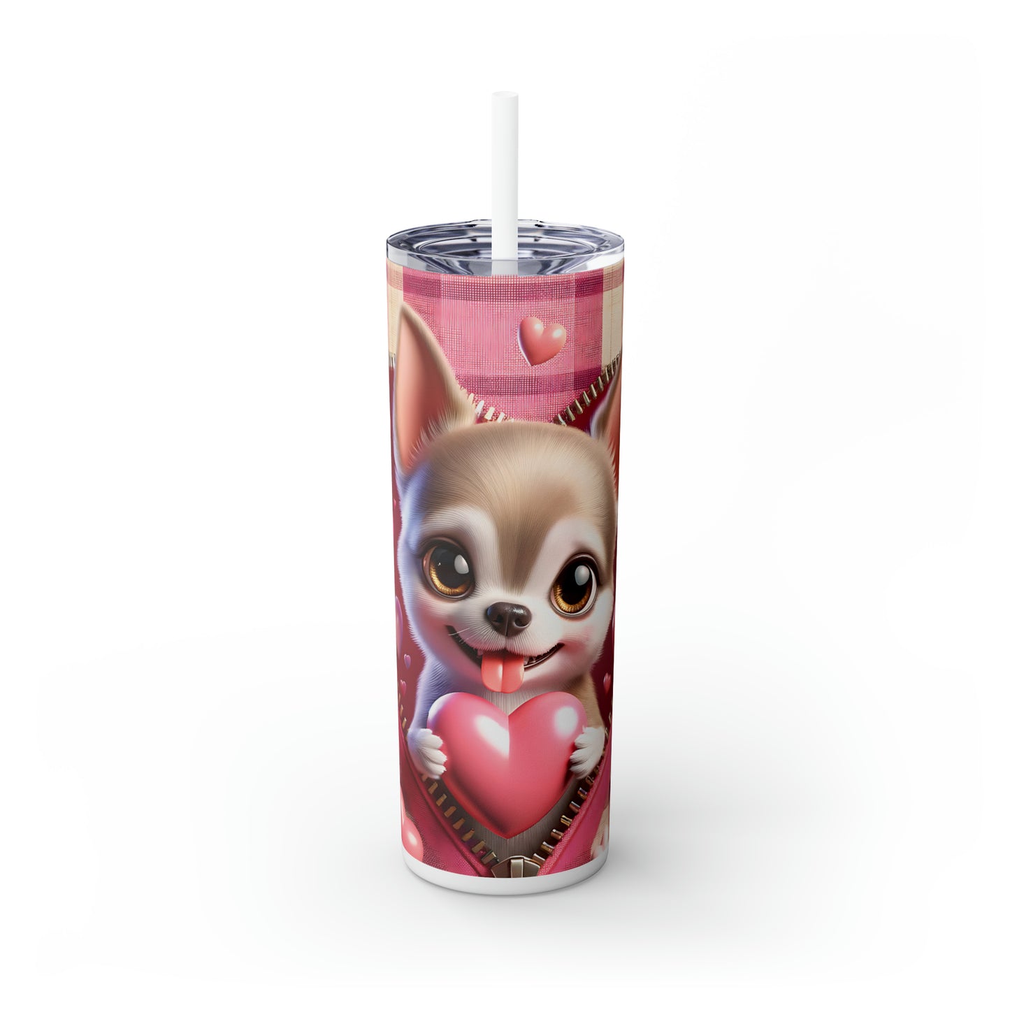 Skinny Tumbler with Straw, 20oz, Dog, Valentines Day, awd-1138