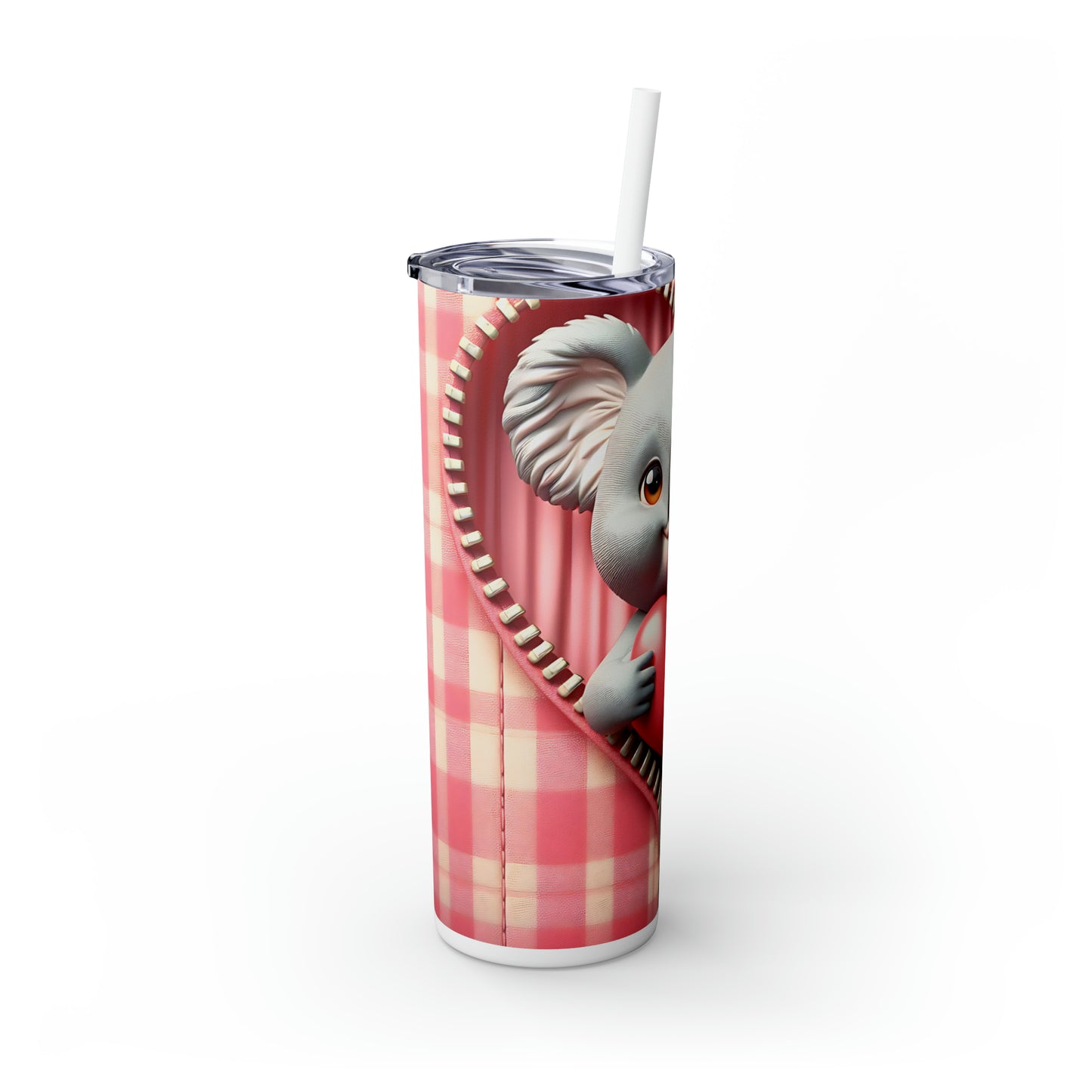 Skinny Tumbler with Straw, 20oz, Koala, Valentines Day