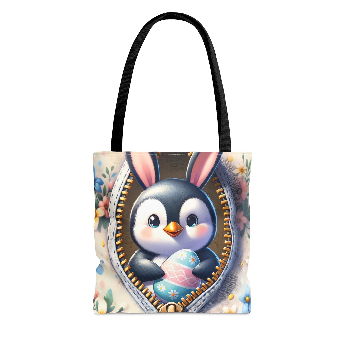 Tote Bag, Easter, Cute Penguin with Bunny Ears, Personalised/Non-Personalised Tote bag