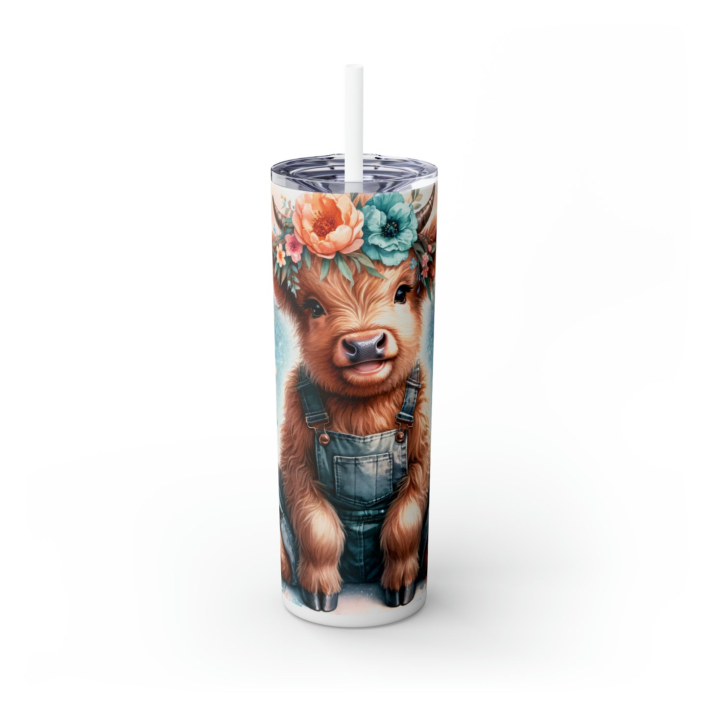 Skinny Tumbler with Straw, 20oz, Highland Cow, awd-1159