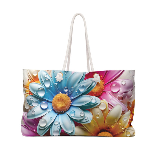 Personalised/Non-Personalised Weekender Bag, Floral, Large Weekender Bag, Beach Bag, Book Bag