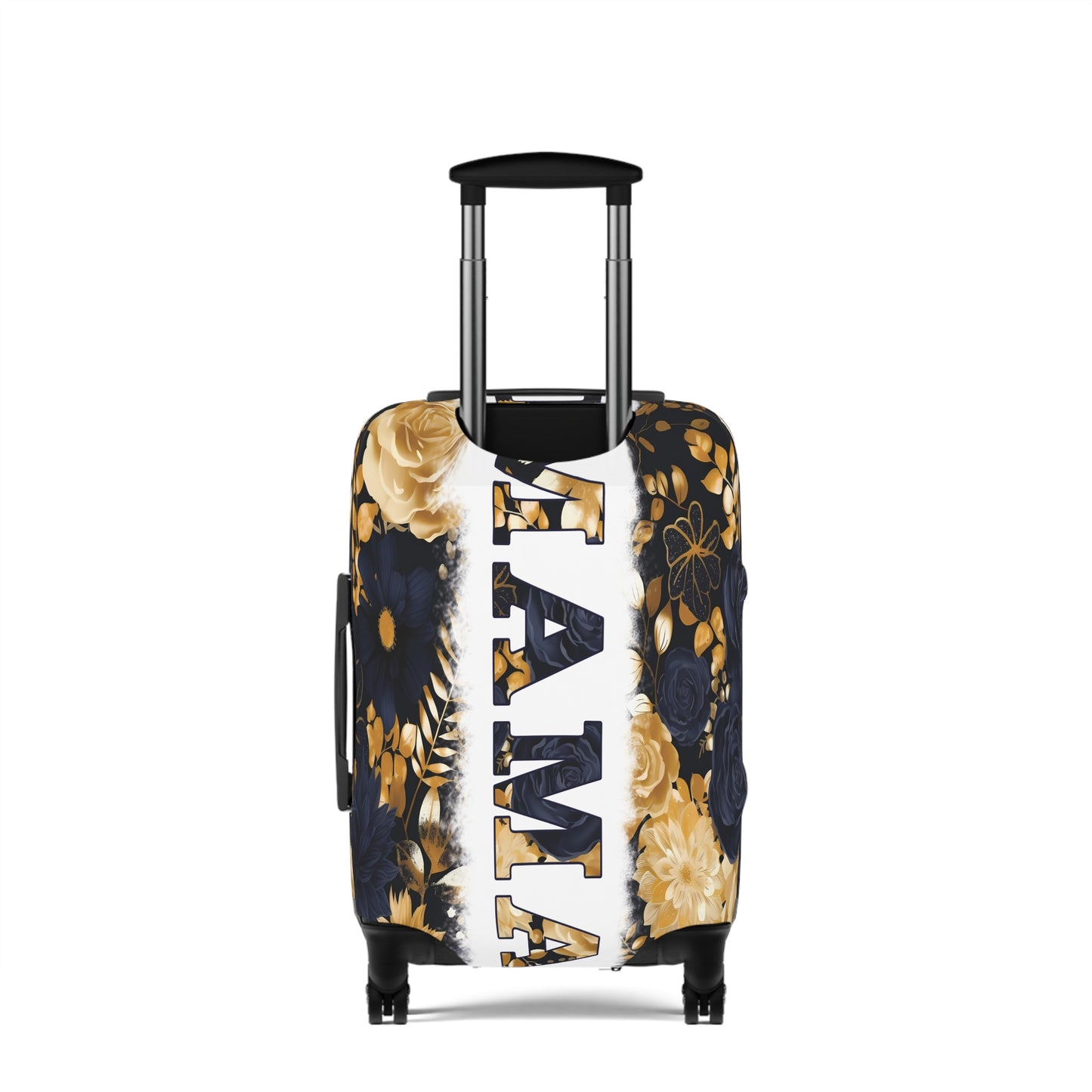 Luggage Cover, Black and Gold Floral, Mama, awd-3111