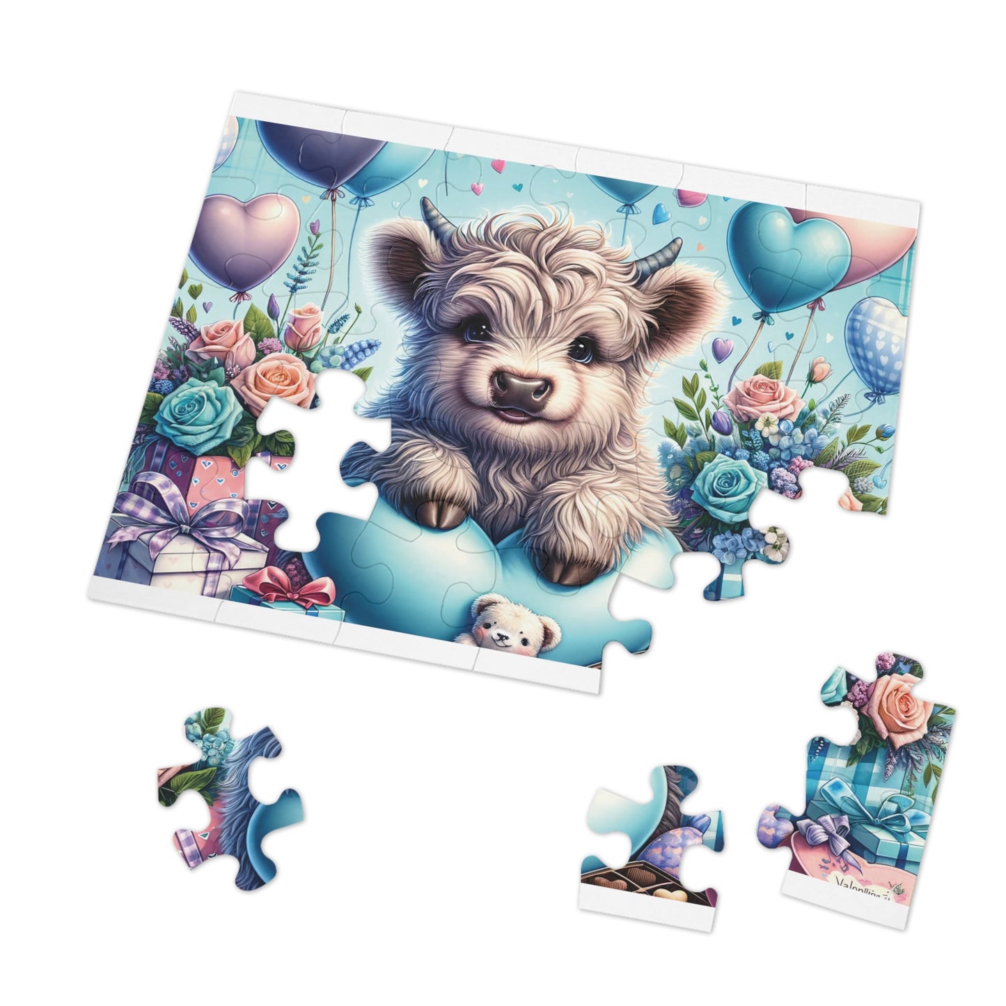 Jigsaw Puzzle, Highland Cow, Personalised/Non-Personalised (30, 110, 252, 500,1000-Piece)