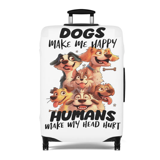 Luggage Cover, Dog, Dogs make me happy, awd-4006