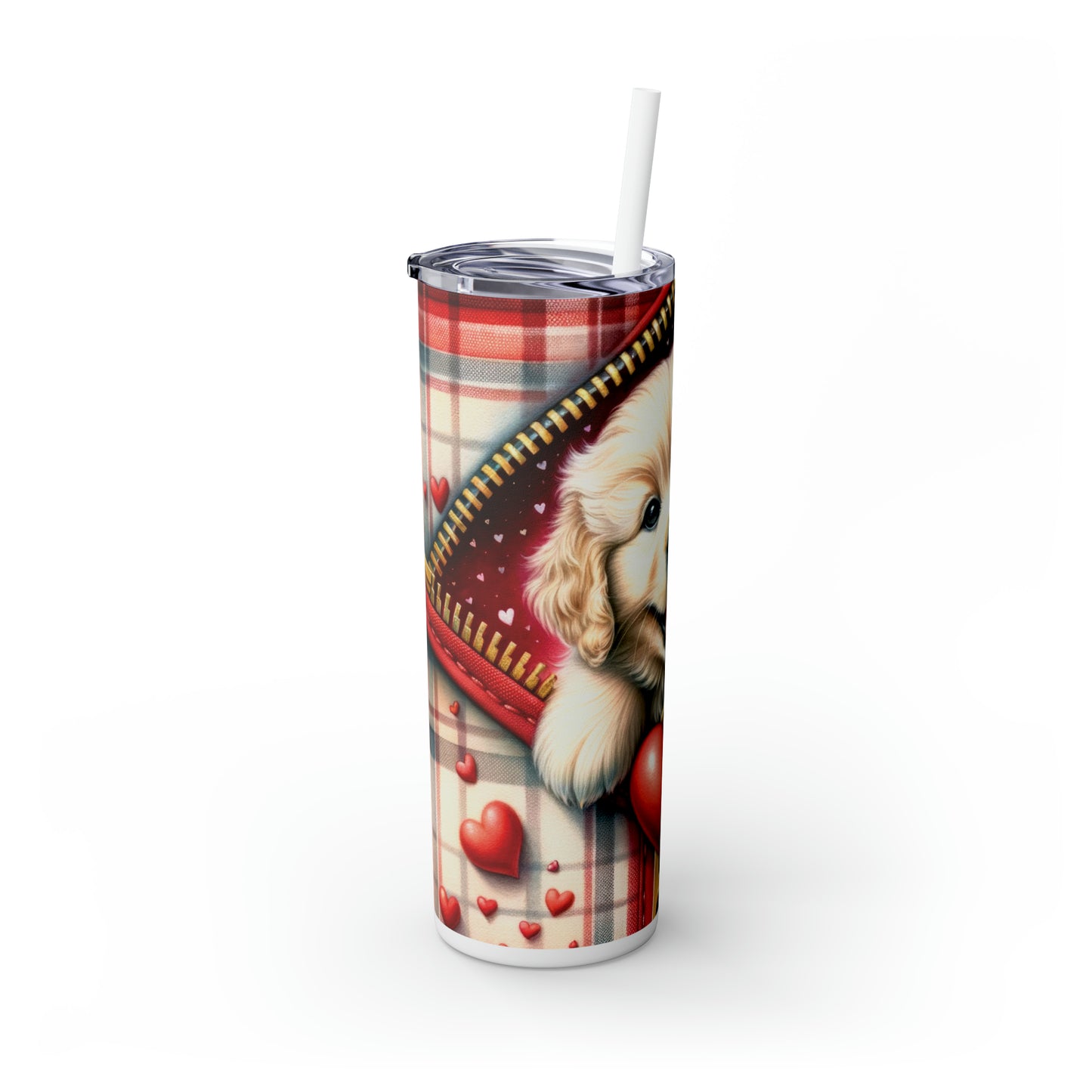 Skinny Tumbler with Straw, 20oz, Dog, Valentines Day, awd-839