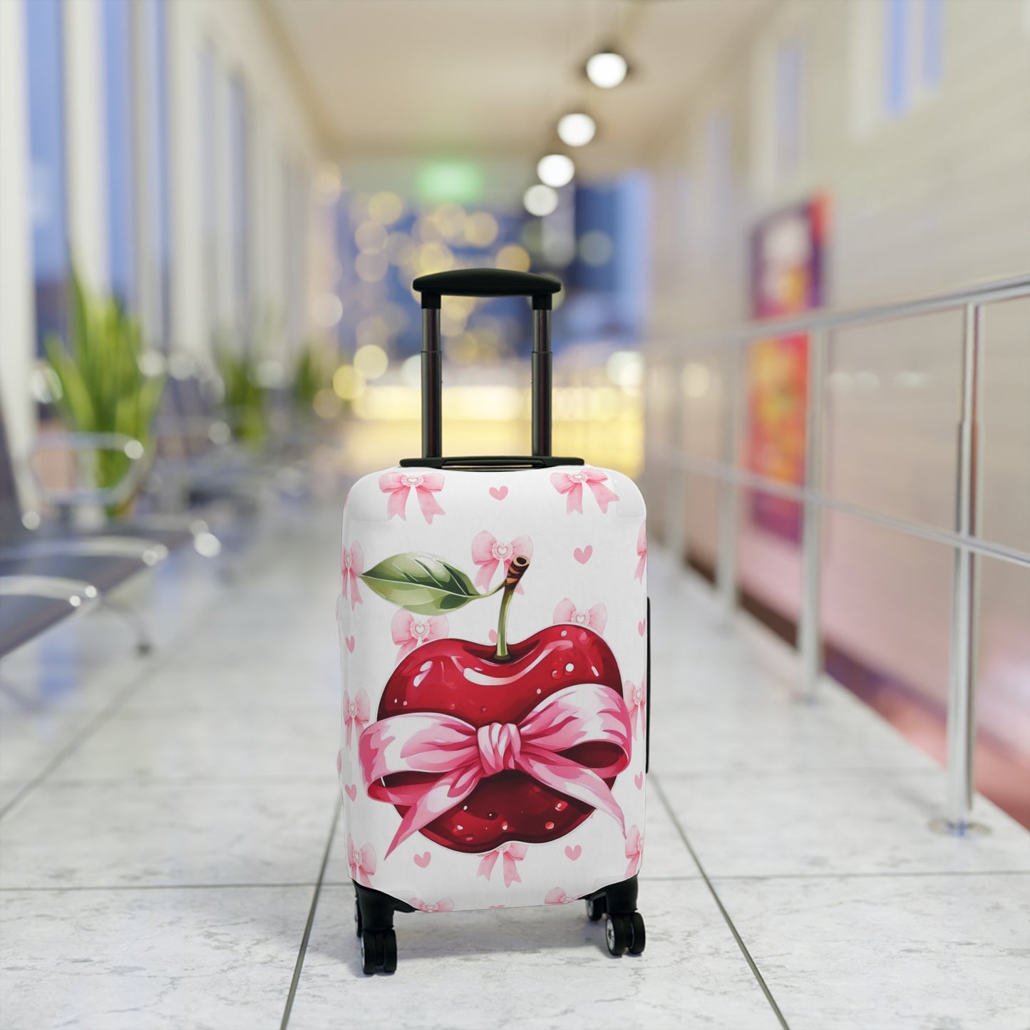 Luggage Cover, Rockabilly, Coquette, Pink Bows, Apple and Ribbon, awd-2528