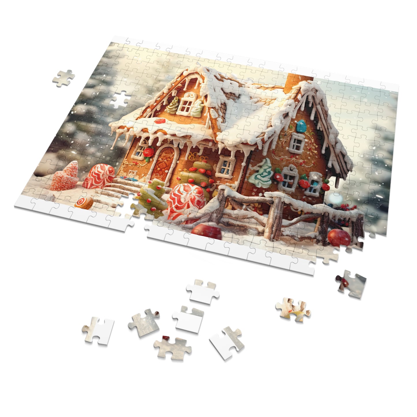 Puzzle, Christmas, Gingerbread House , Personalised/Non-Personalised (30, 110, 252, 500,1000-Piece) awd-615