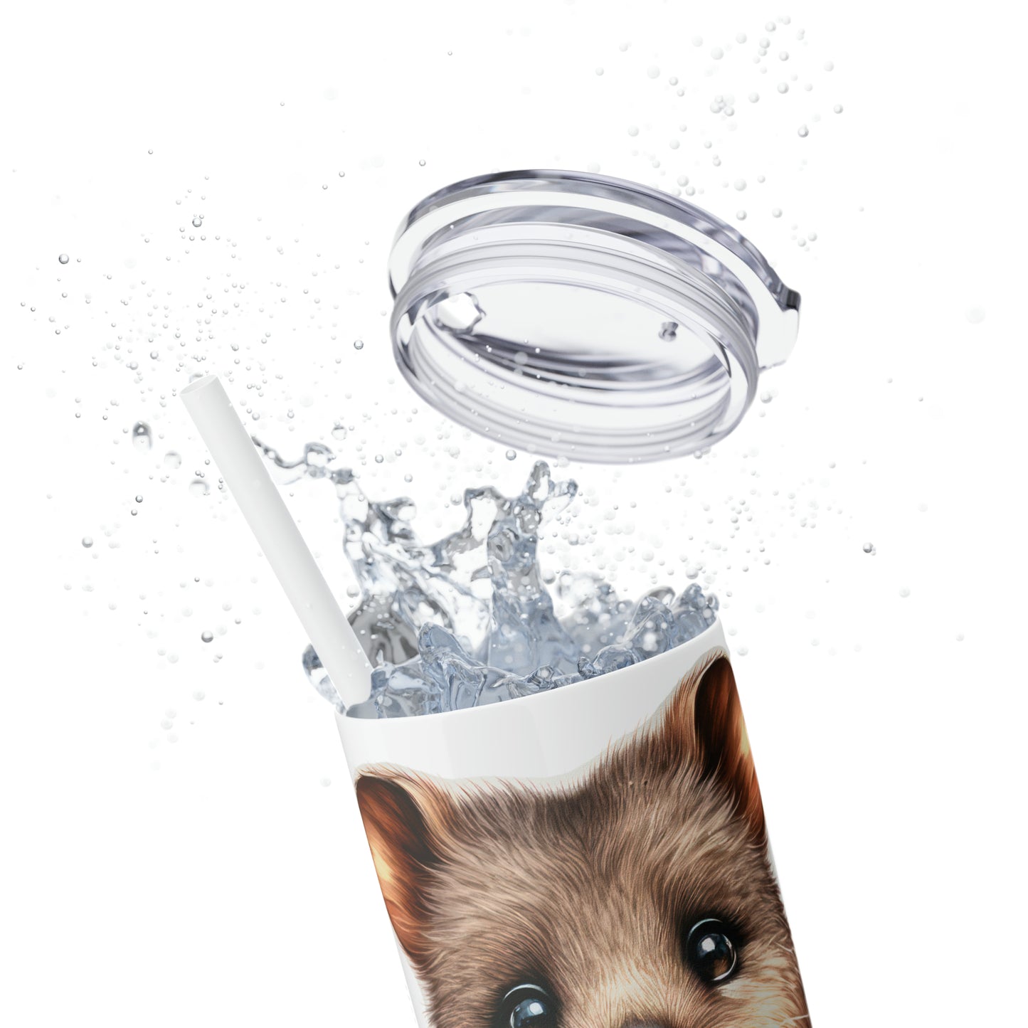 Skinny Tumbler with Straw, 20oz, Australian Animal, Quokka, Traveling, Taking Selfie, awd-1331