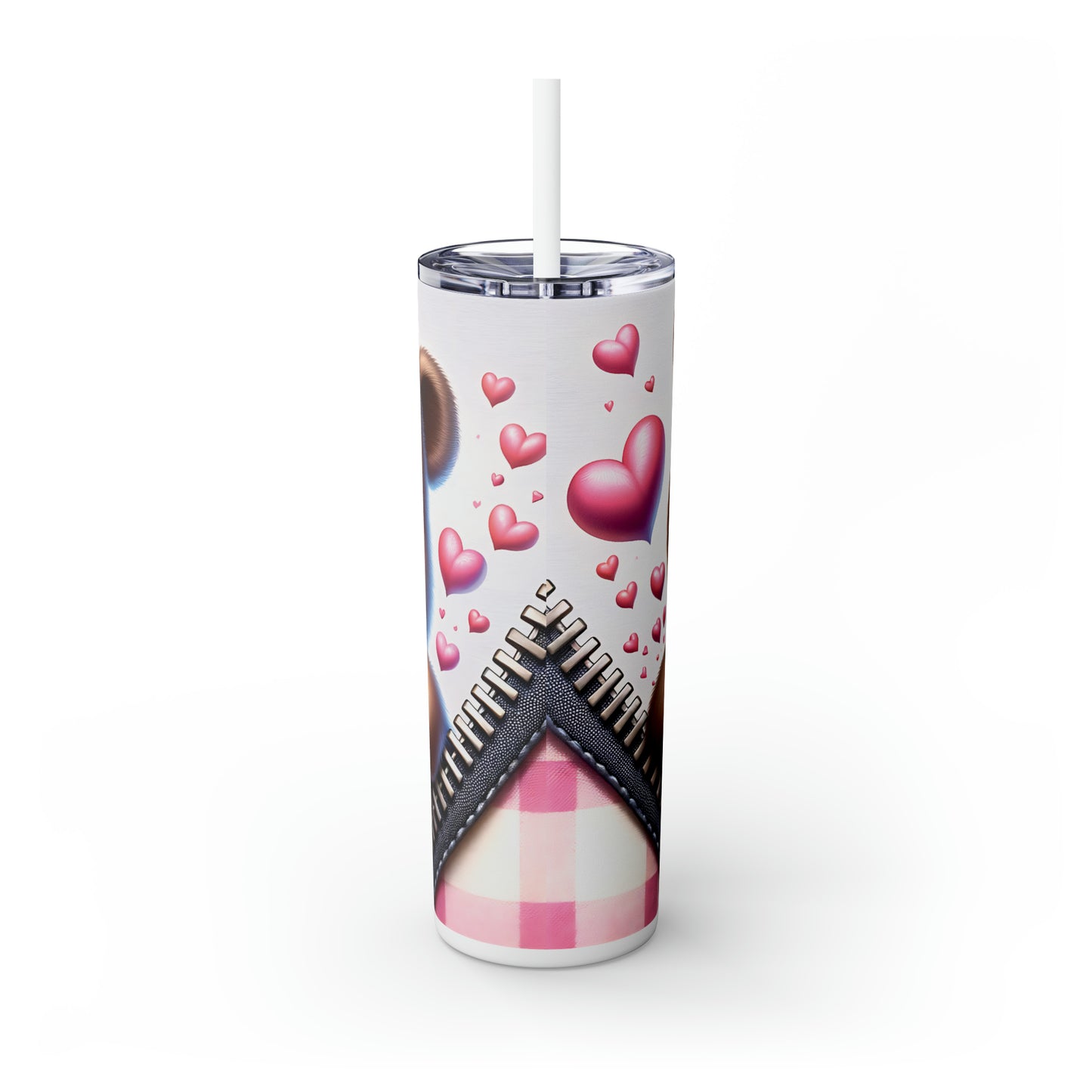 Skinny Tumbler with Straw, 20oz, Bear, Valentines Day, awd-807