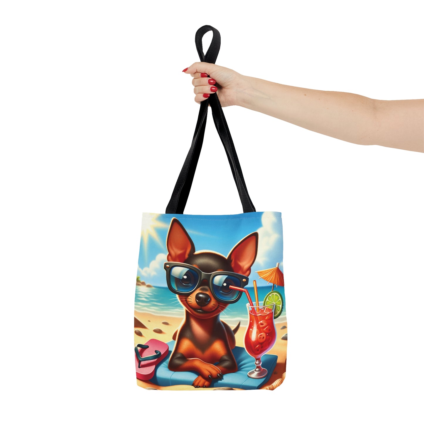 Tote Bag, Dog on Beach, Miniature Pincher, Tote bag, awd-1225