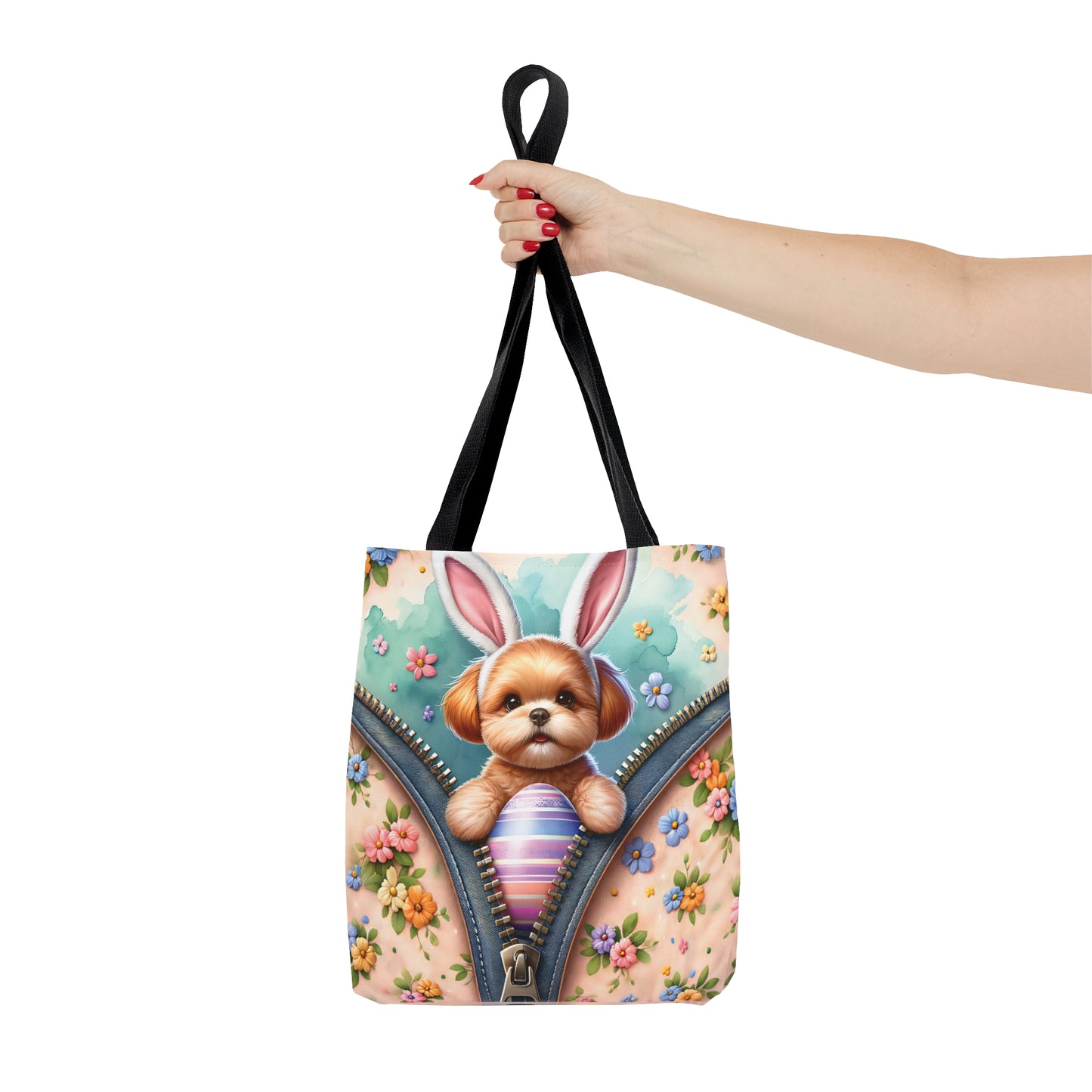 Tote Bag, Easter, Cute Dog with Bunny Ears, Personalised/Non-Personalised Tote bag