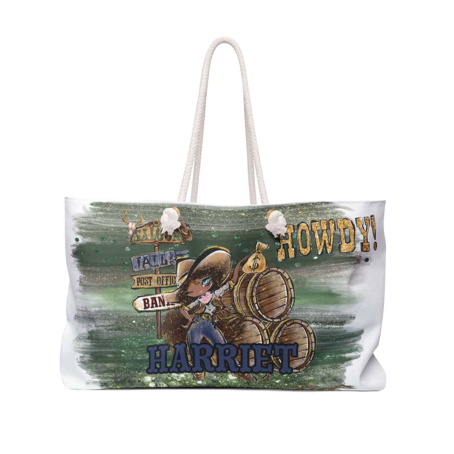 Personalised Weekender Bag, Howdy, Large Weekender Bag, Beach Bag, Book Bag