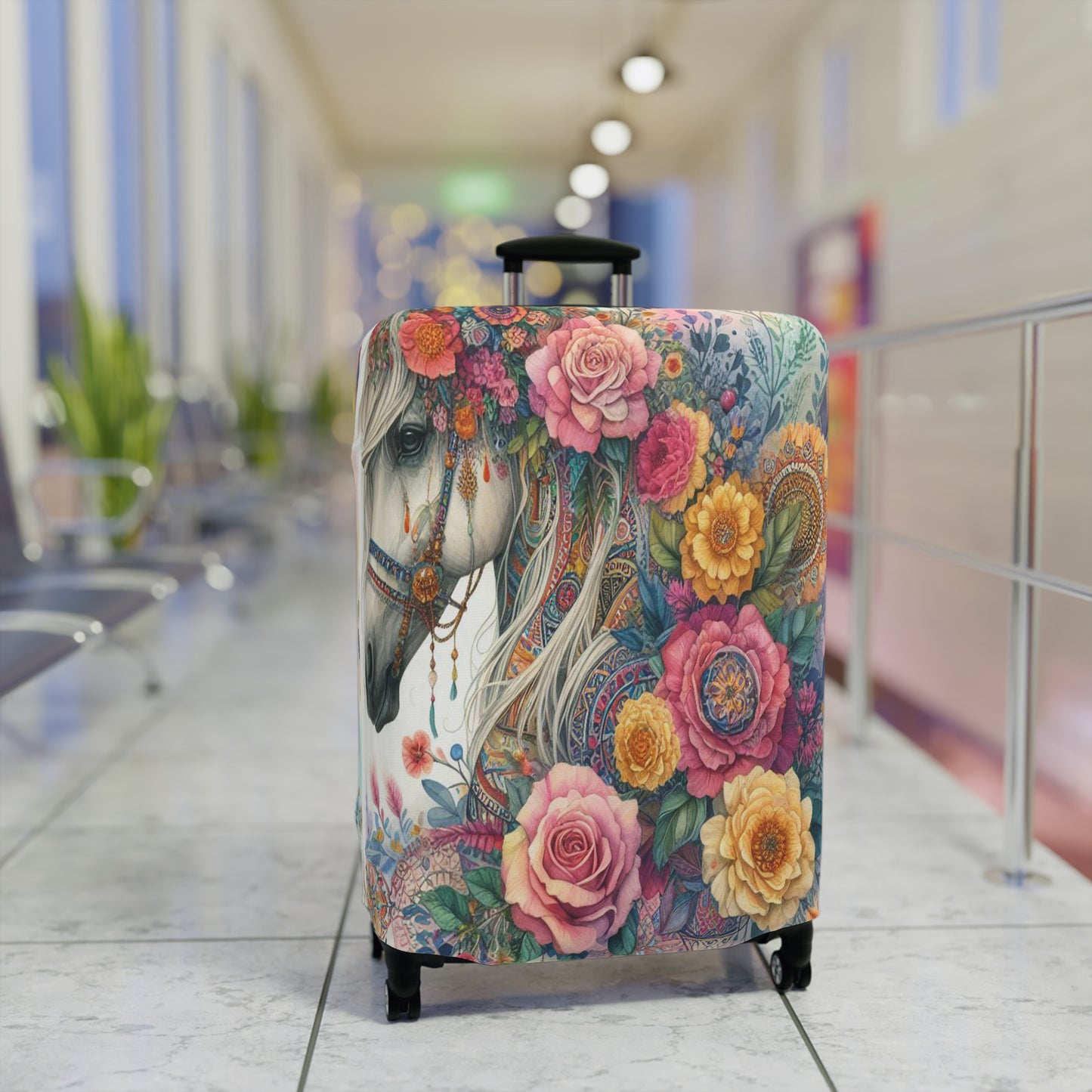 Luggage Cover, Country and Western, Boho Floral Horse, awd-1741