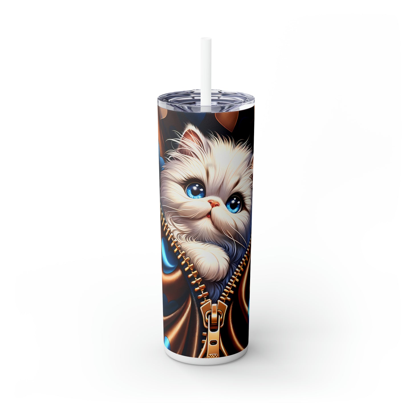 Skinny Tumbler with Straw, 20oz, Cat, Valentines Day, awd-932