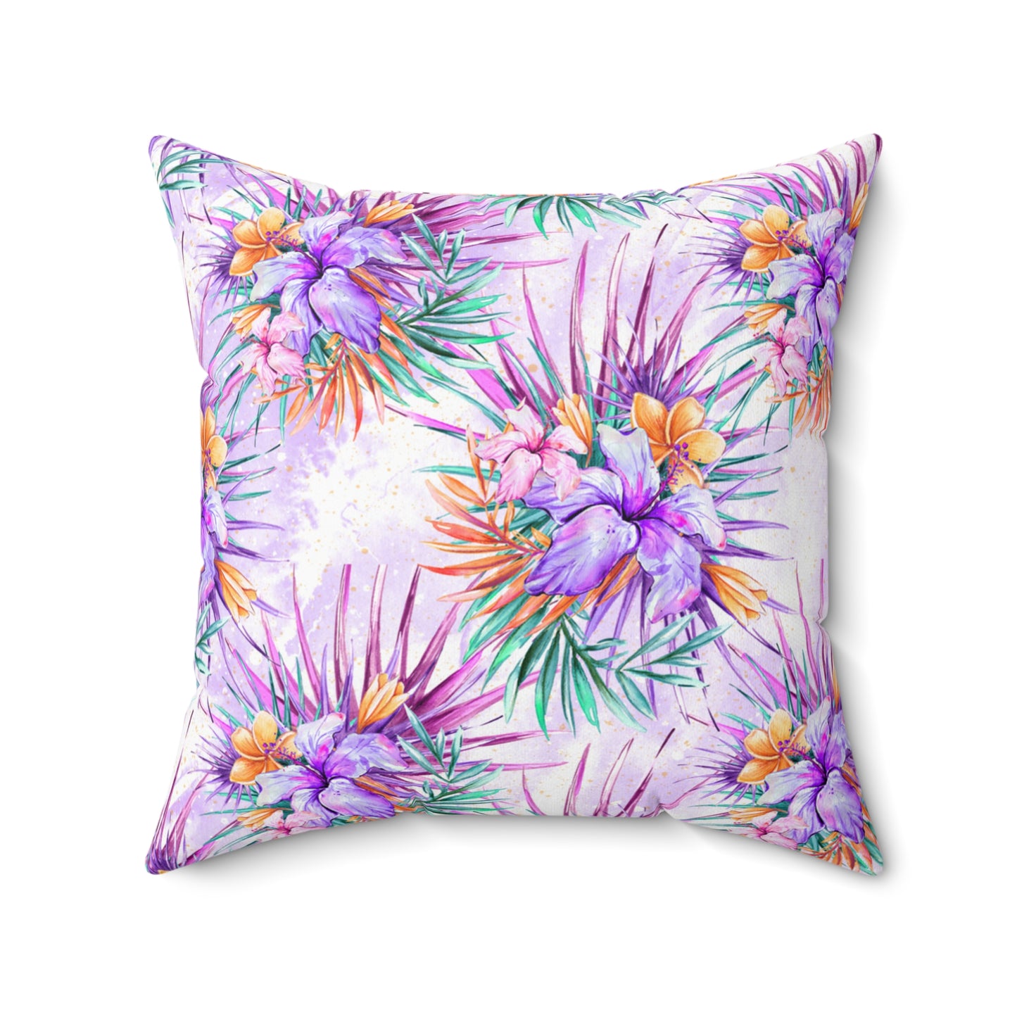 Spun Polyester Square Pillow, Summer Floral Cushion