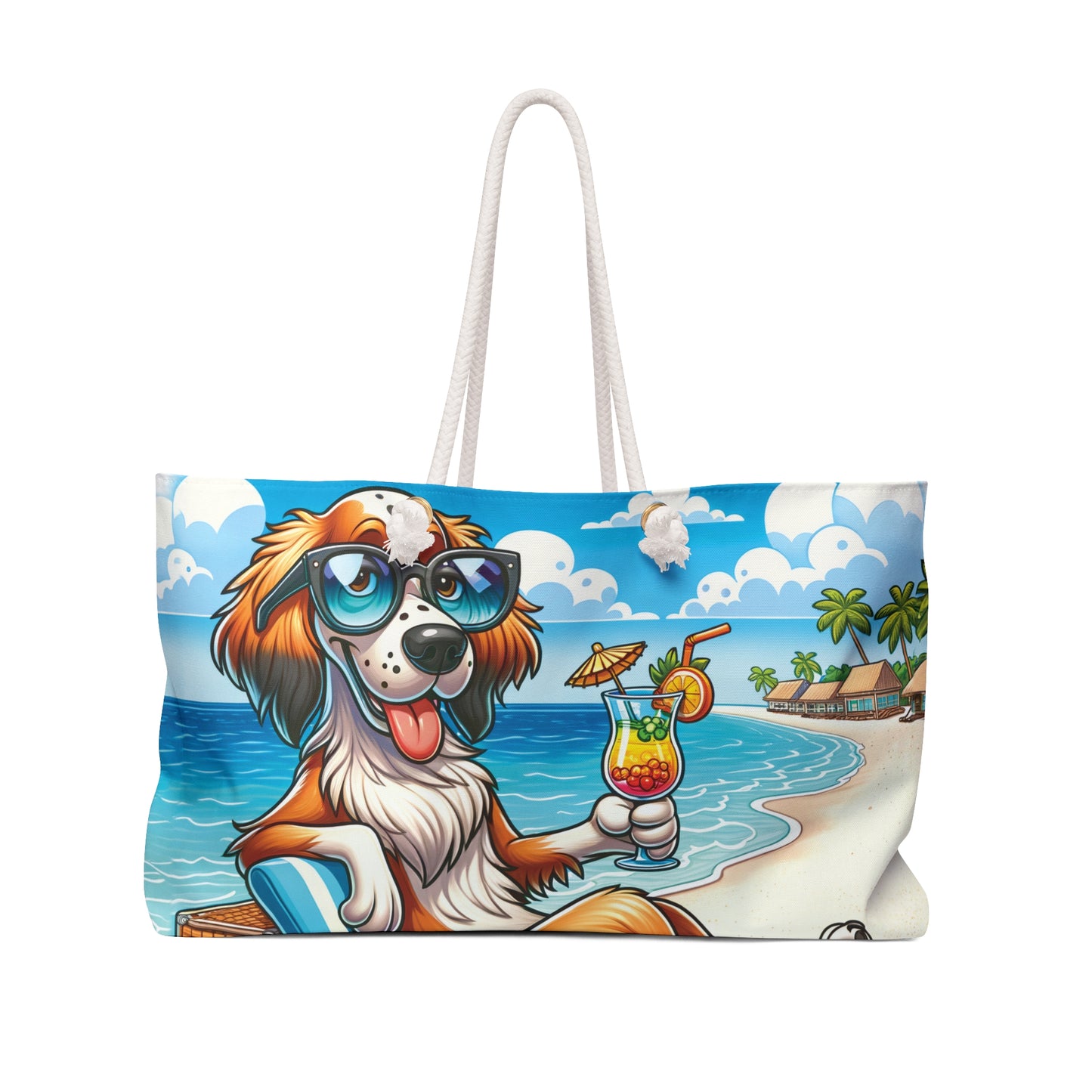 Personalised/Non-Personalised Weekender Bag, Summer Beach Dog, English Setter, Large Weekender Bag, Beach Bag, Book Bag