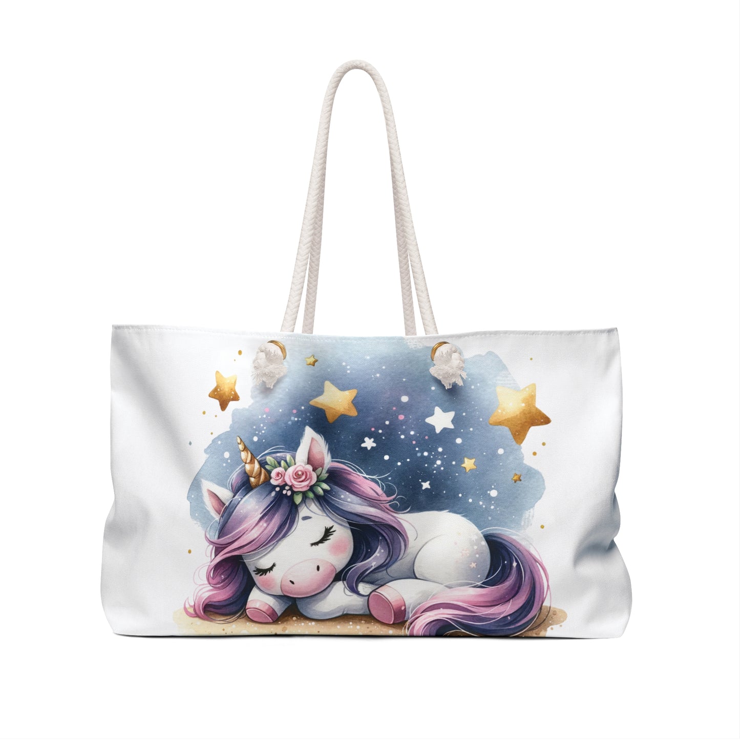 Personalised/Non-Personalised Weekender Bag, Unicorn, Large Weekender Bag, Beach Bag, Book Bag