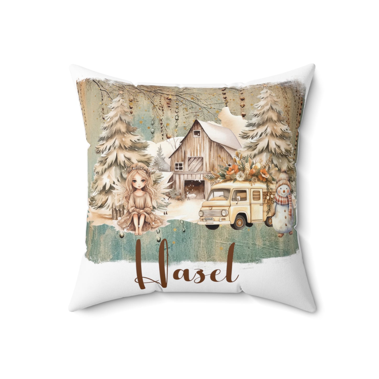 Personalised Boho Country Christmas Cushion, Polyester Square Cushion, Christmas cushion