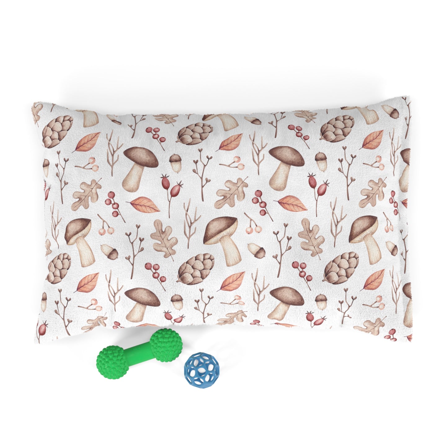 Luxury Pet Bed, feather soft fleece, Mushroom Print