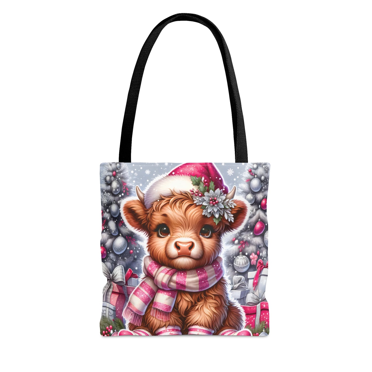 Personalised/Non-Personalised Tote Bag, Christmas, Highland Cow, Tote bag