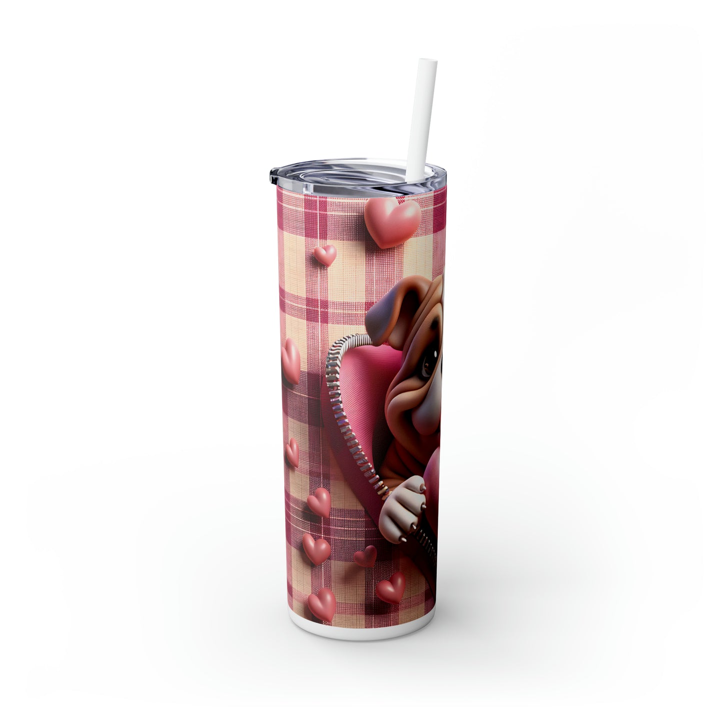 Skinny Tumbler with Straw, 20oz, Dog, Valentines Day, awd-1139