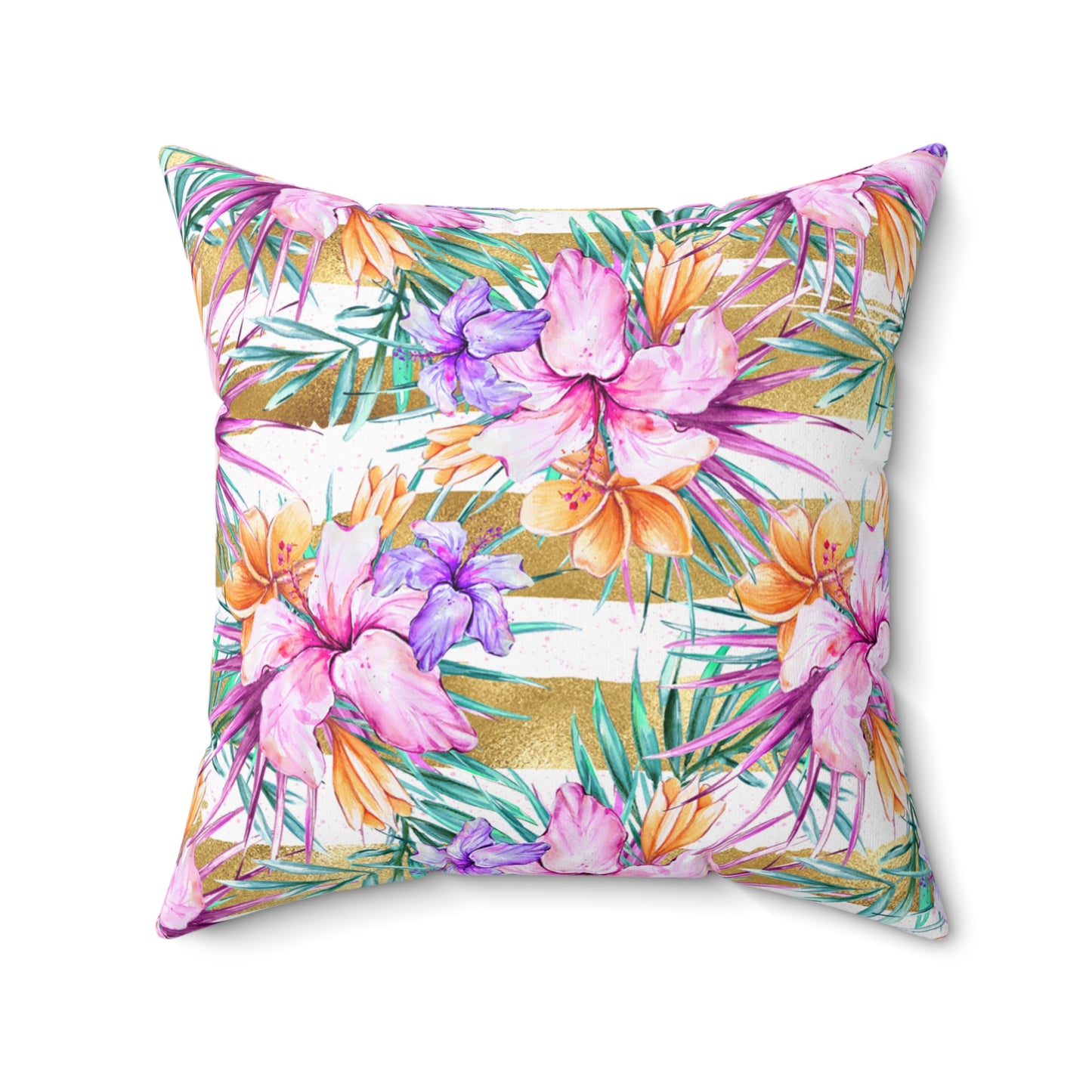 Spun Polyester Square Pillow, Summer Floral Cushion