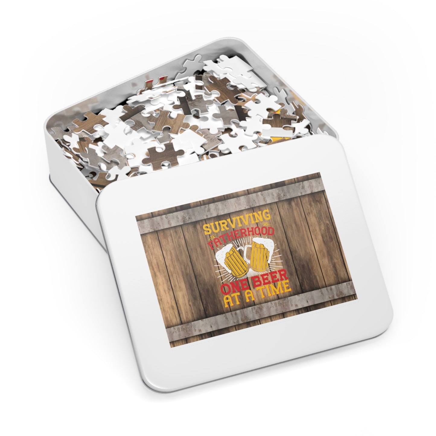 Puzzle, Dad, Surviving Fatherhood one Beer at a time, Personalised/Non-Personalised (30, 110, 252, 500,1000-Piece) awd-564